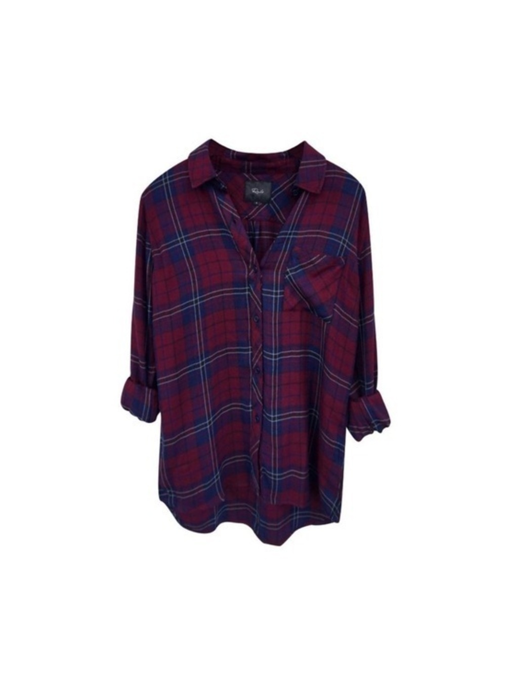EUC Rails red and navy plaid button down shirt